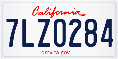 CA license plate 7LZO284