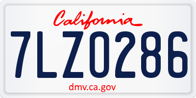 CA license plate 7LZO286