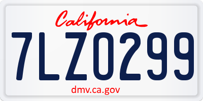 CA license plate 7LZO299