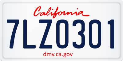 CA license plate 7LZO301