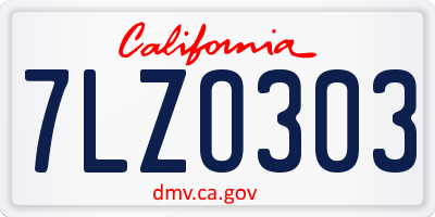 CA license plate 7LZO303