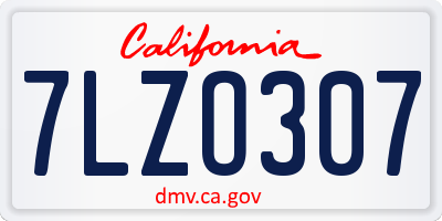 CA license plate 7LZO307