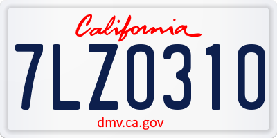 CA license plate 7LZO310