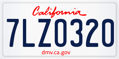 CA license plate 7LZO320
