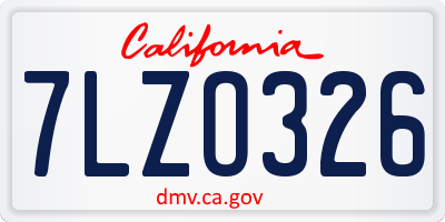 CA license plate 7LZO326
