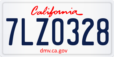 CA license plate 7LZO328