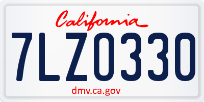CA license plate 7LZO330