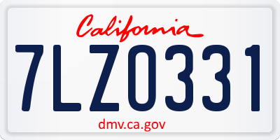 CA license plate 7LZO331