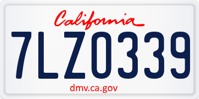 CA license plate 7LZO339