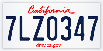 CA license plate 7LZO347