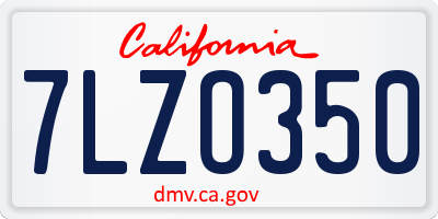 CA license plate 7LZO350