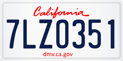 CA license plate 7LZO351