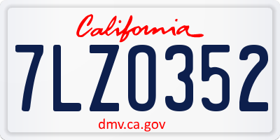 CA license plate 7LZO352