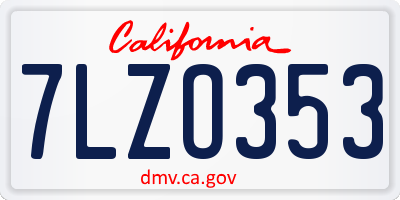 CA license plate 7LZO353