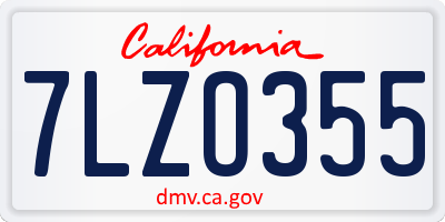 CA license plate 7LZO355