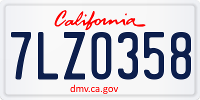 CA license plate 7LZO358