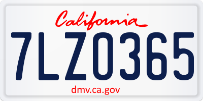 CA license plate 7LZO365