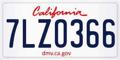 CA license plate 7LZO366