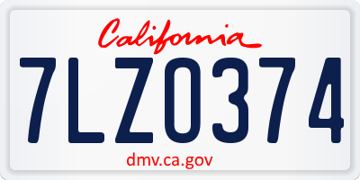 CA license plate 7LZO374