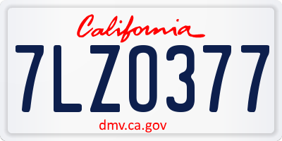 CA license plate 7LZO377
