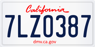 CA license plate 7LZO387