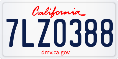 CA license plate 7LZO388