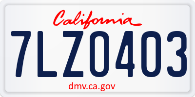CA license plate 7LZO403