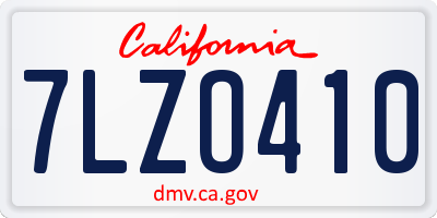 CA license plate 7LZO410