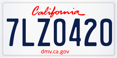 CA license plate 7LZO420