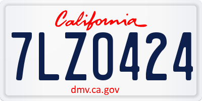 CA license plate 7LZO424