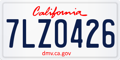 CA license plate 7LZO426