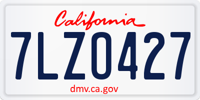 CA license plate 7LZO427
