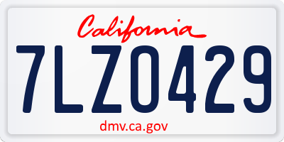 CA license plate 7LZO429