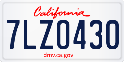 CA license plate 7LZO430