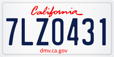 CA license plate 7LZO431