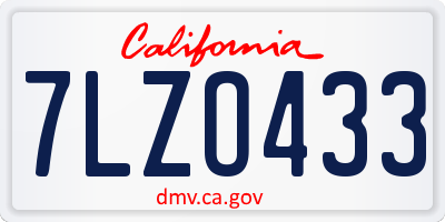 CA license plate 7LZO433