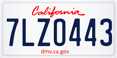 CA license plate 7LZO443