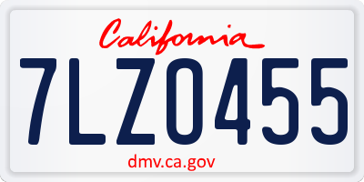 CA license plate 7LZO455