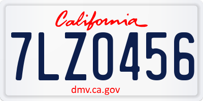 CA license plate 7LZO456