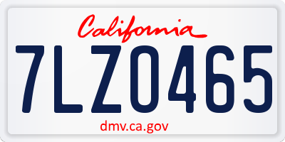CA license plate 7LZO465