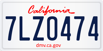 CA license plate 7LZO474