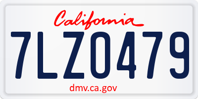 CA license plate 7LZO479