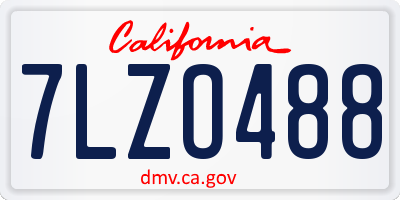 CA license plate 7LZO488