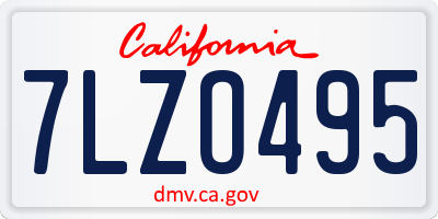 CA license plate 7LZO495