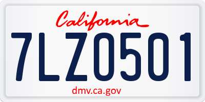 CA license plate 7LZO501
