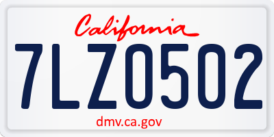 CA license plate 7LZO502