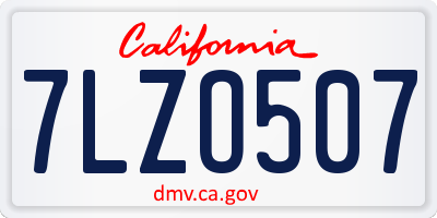 CA license plate 7LZO507