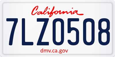 CA license plate 7LZO508