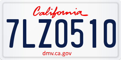 CA license plate 7LZO510