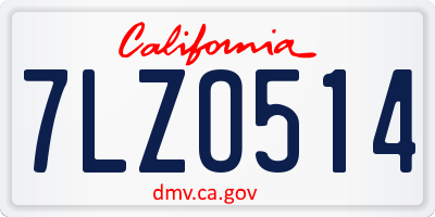 CA license plate 7LZO514